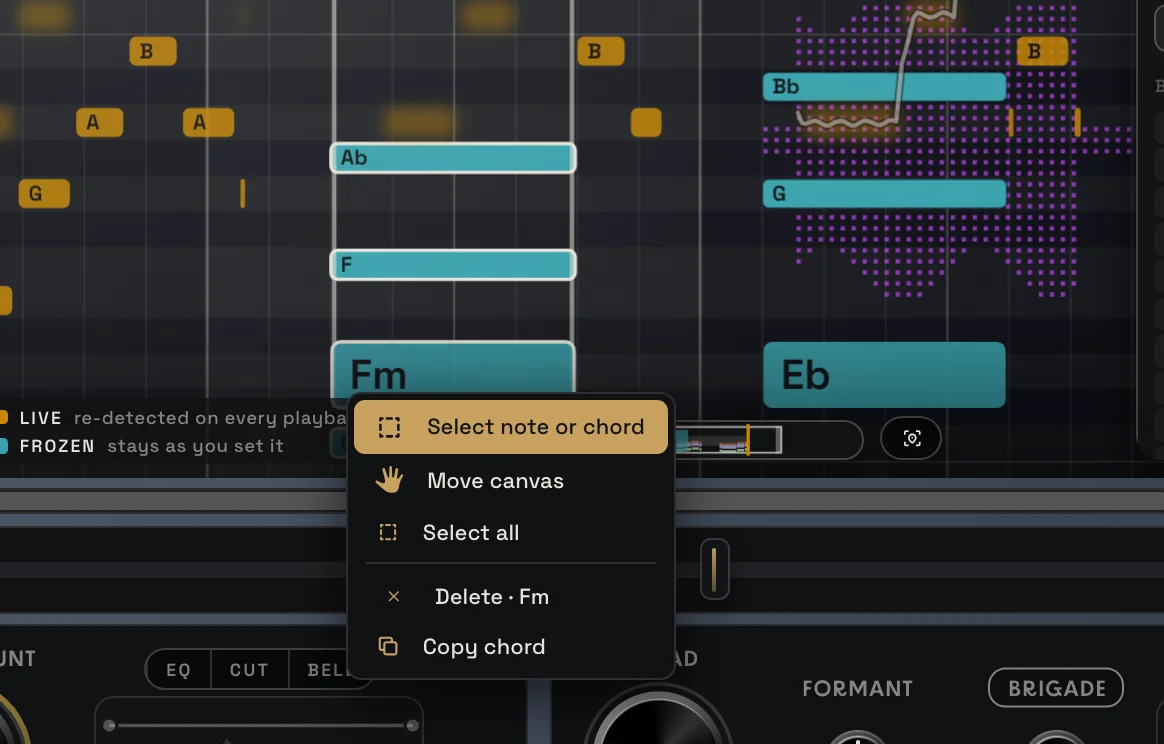 Right-click on a chord block