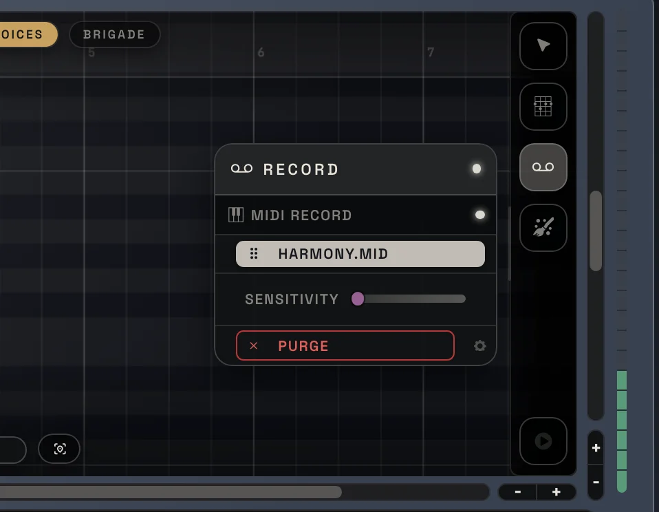 Record menu