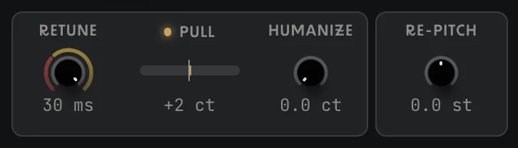 Retune, Pull meter, Humanize and Re-Pitch